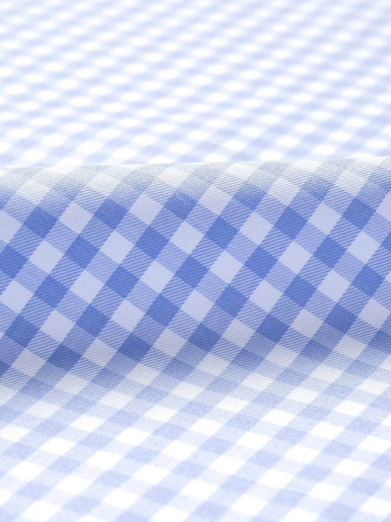 Thomas Mason Lightweight Egyptian Cotton Poplin White with Light Blue Gingham Check