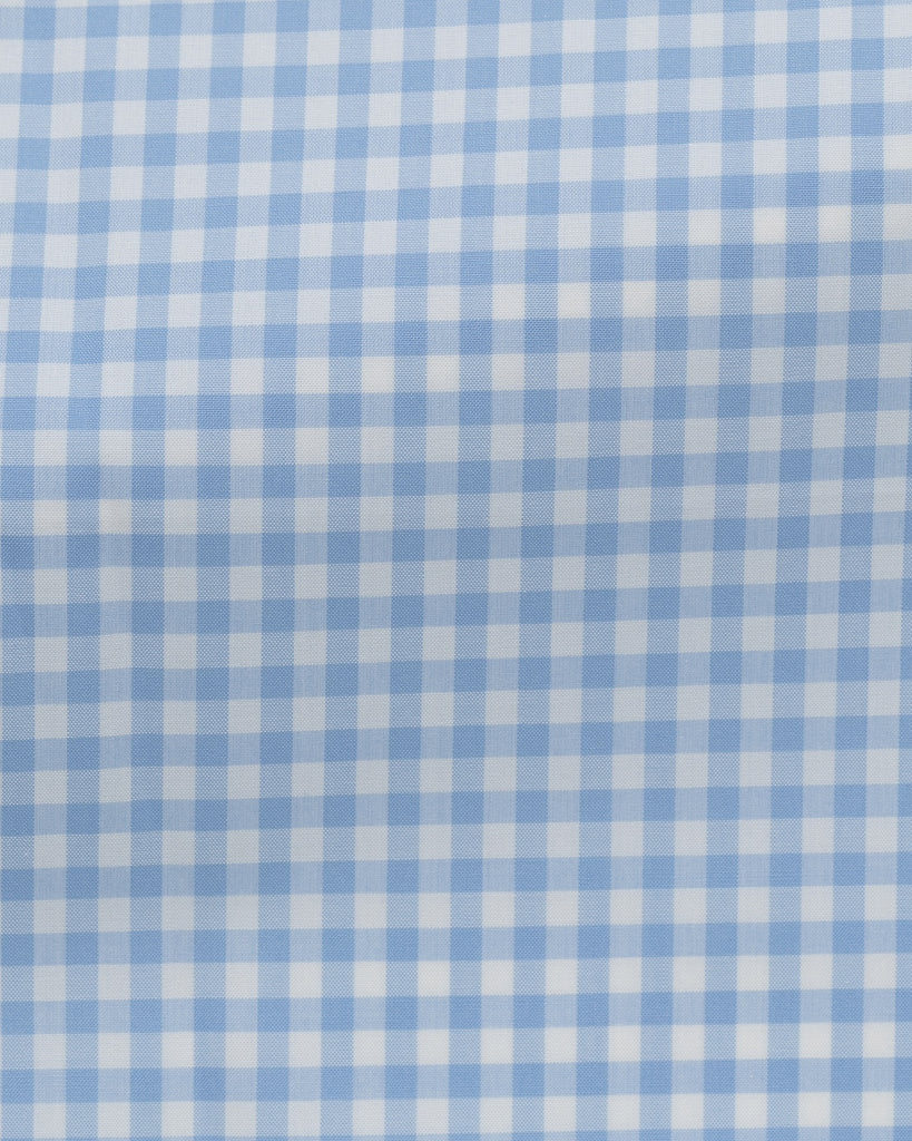 Thomas Mason Lightweight Egyptian Cotton Poplin White with Light Blue Gingham Check
