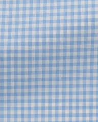 Thomas Mason Lightweight Egyptian Cotton Poplin White with Light Blue Gingham Check