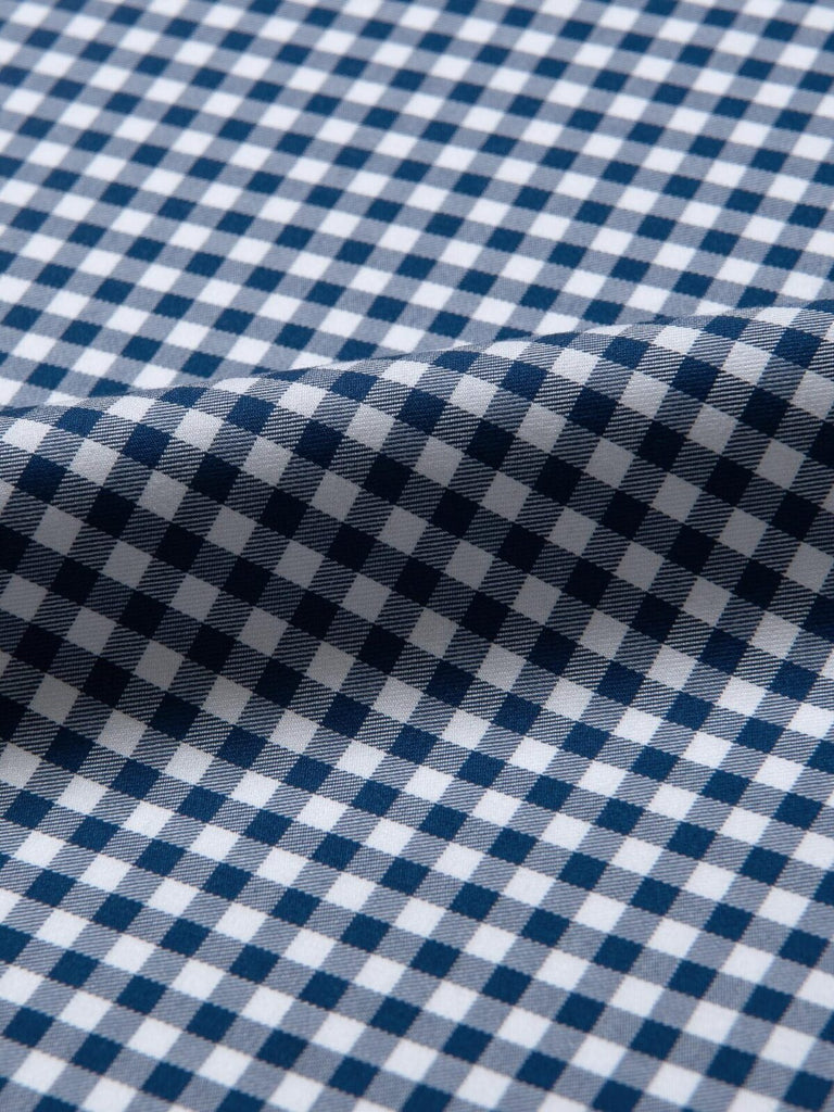 Thomas Mason Lightweight Egyptian Cotton Poplin White with Royal Blue Gingham Check