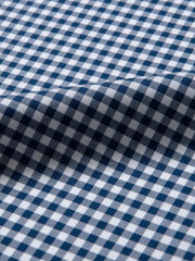 Thomas Mason Lightweight Egyptian Cotton Poplin White with Royal Blue Gingham Check