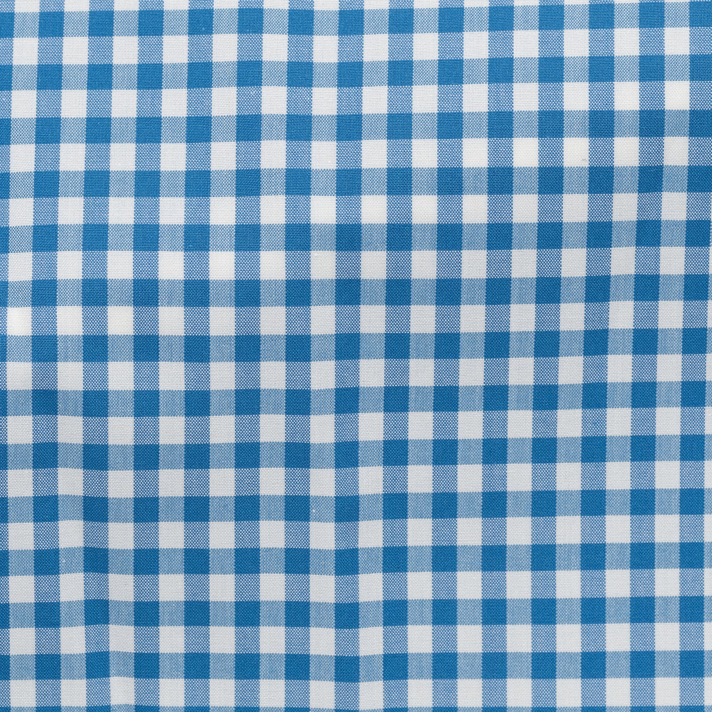 Thomas Mason Lightweight Egyptian Cotton Poplin White with Azure Blue Gingham Check