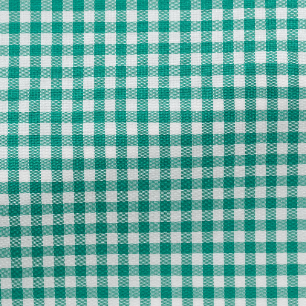 Thomas Mason Lightweight Egyptian Cotton Poplin White with Green Gingham Check