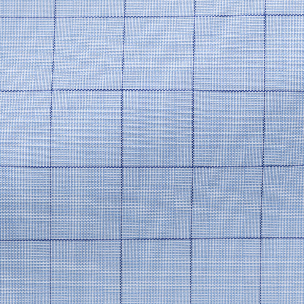 Thomas Mason Lightweight Two Ply 100/2 Egyptian Cotton Twill Light Blue Glencheck with Dark Blue Windowpane