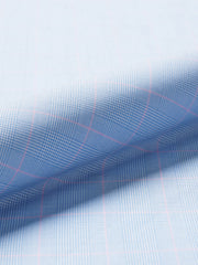 Thomas Mason Lightweight Two Ply 100/2 Egyptian Cotton Twill Blue Glencheck with Light Pink Windowpane
