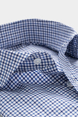 Thomas Mason Lightweight Egyptian Cotton Twill White with Mixed Blue Tattersall Check