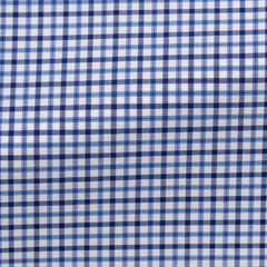 Thomas Mason Lightweight Egyptian Cotton Twill White with Mixed Blue Tattersall Check