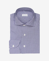 Thomas Mason Lightweight Egyptian Cotton Twill White with Purple & Blue Tattersall Check