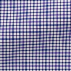 Thomas Mason Lightweight Egyptian Cotton Twill White with Purple & Blue Tattersall Check