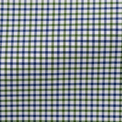 Thomas Mason Lightweight Egyptian Cotton Twill White with Green & Blue Tattersall Check