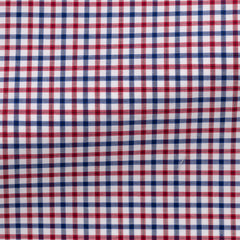 Thomas Mason Lightweight Egyptian Cotton Twill White with Red & Blue Tattersall Check