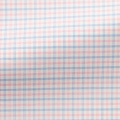 Thomas Mason Lightweight Two Ply 100/2 Egyptian Cotton Royal Twill White with Light Blue & Light Pink Tattersall Check