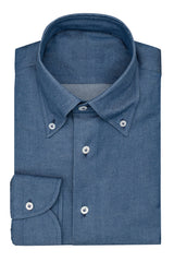 Albiate Dark Blue Washed Stretch Cotton Denim Twill