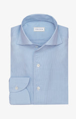 Thomas Mason Lightweight Two Ply 100/2 Egyptian Cotton Poplin White & Cornflower Micro Houndstooth