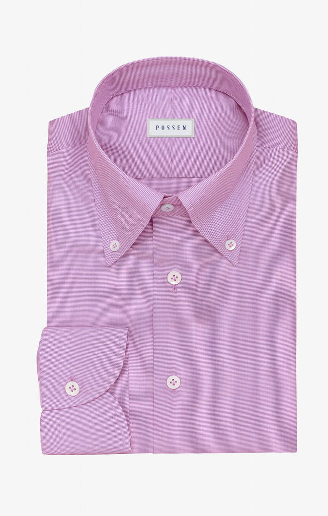 Thomas Mason Lightweight Two Ply 100/2 Egyptian Cotton Poplin White & Purple Micro Houndstooth
