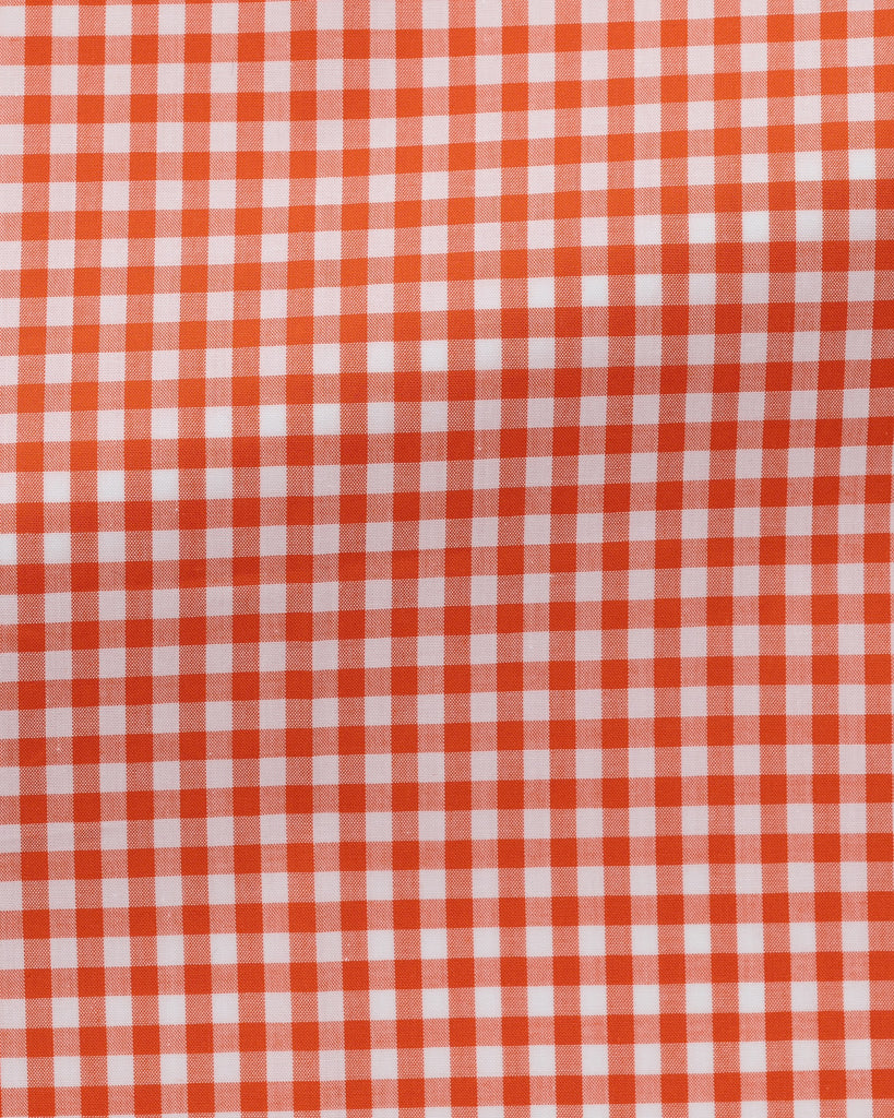 Thomas Mason Lightweight Egyptian Cotton Poplin White with Orange Gingham Check