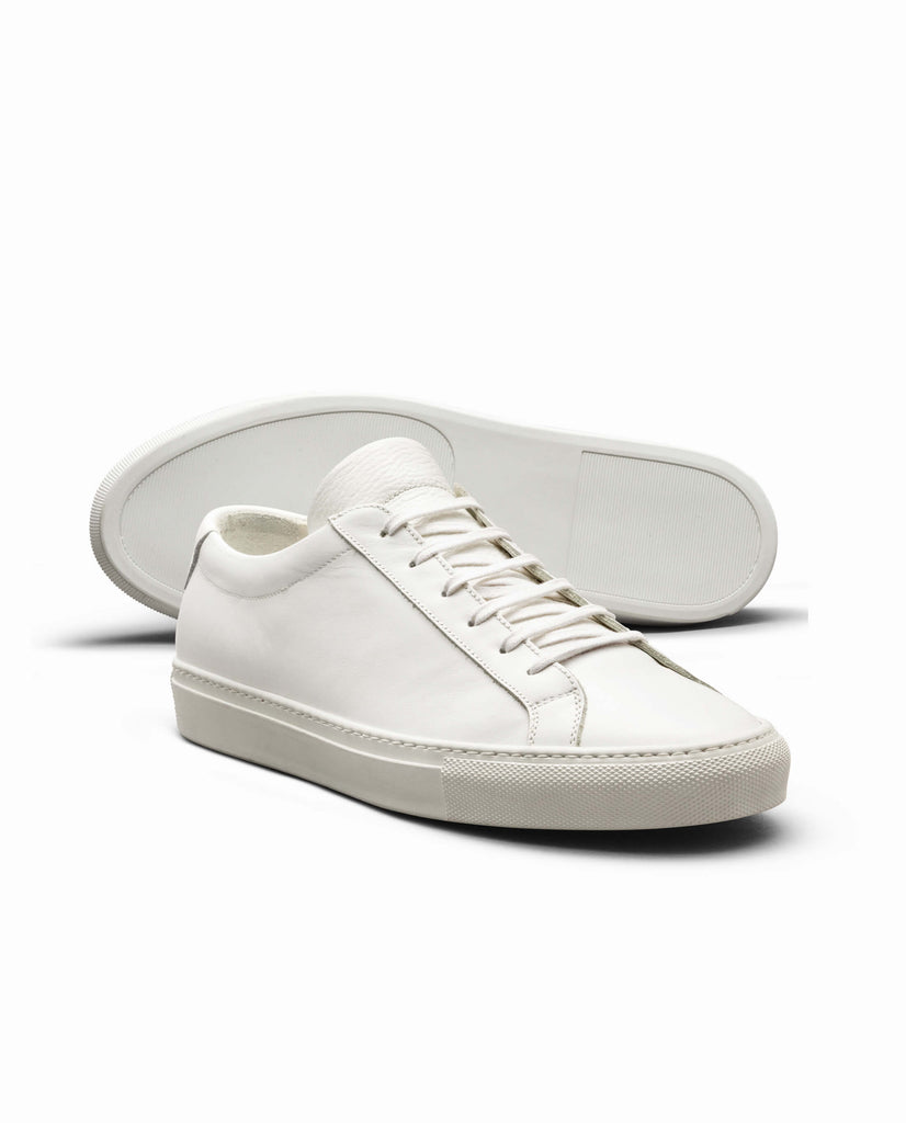 White Calf Low-Top Sneakers