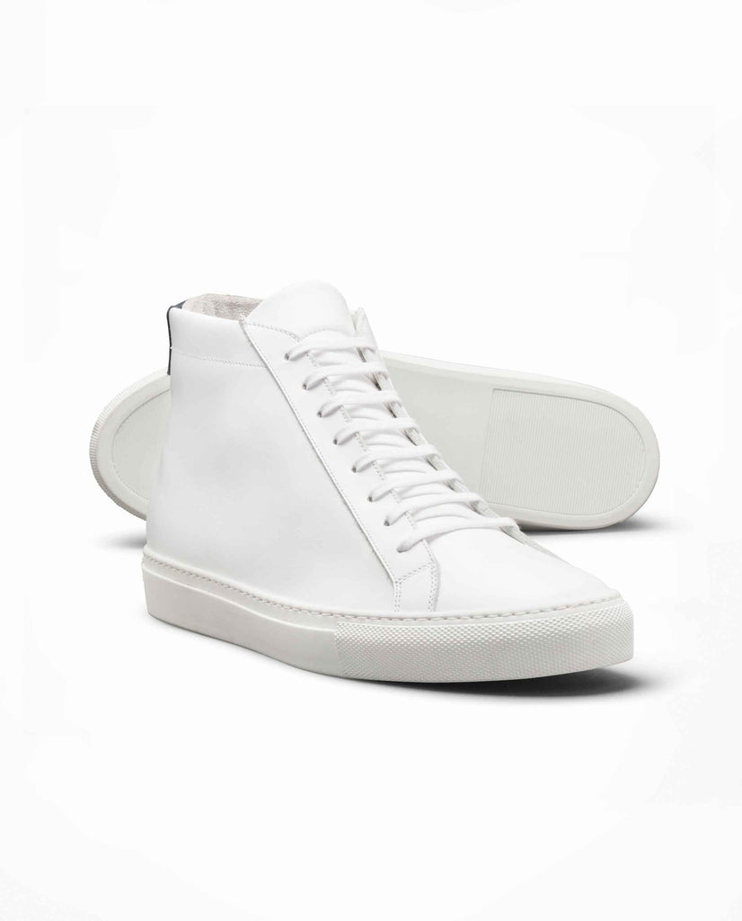 White Calf Mid-Top Sneakers