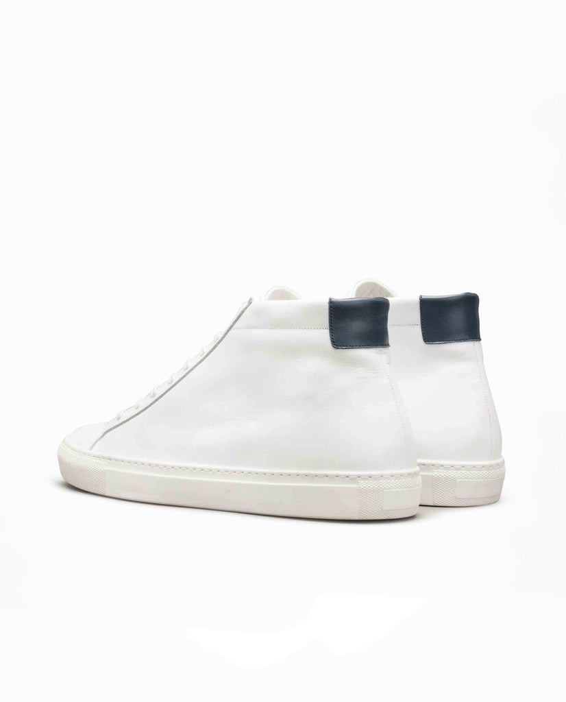 White Calf Mid-Top Sneakers