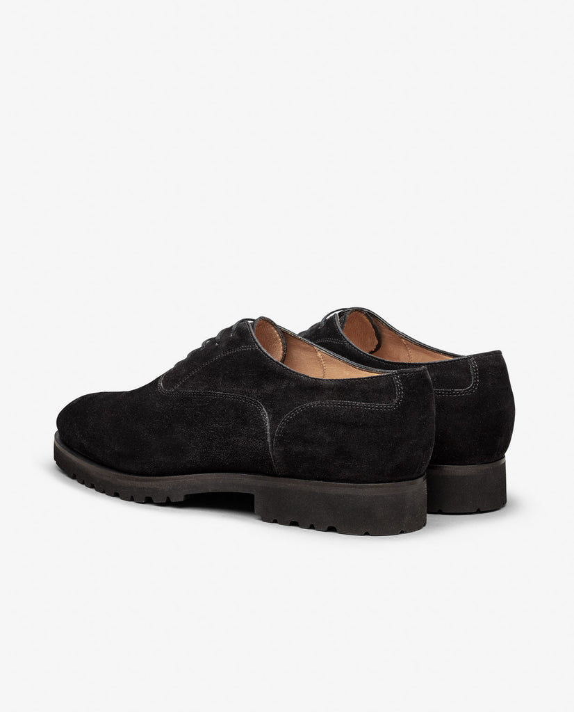 Black Summer Suede Lightweight Blake Vibram Plain Tip Oxfords