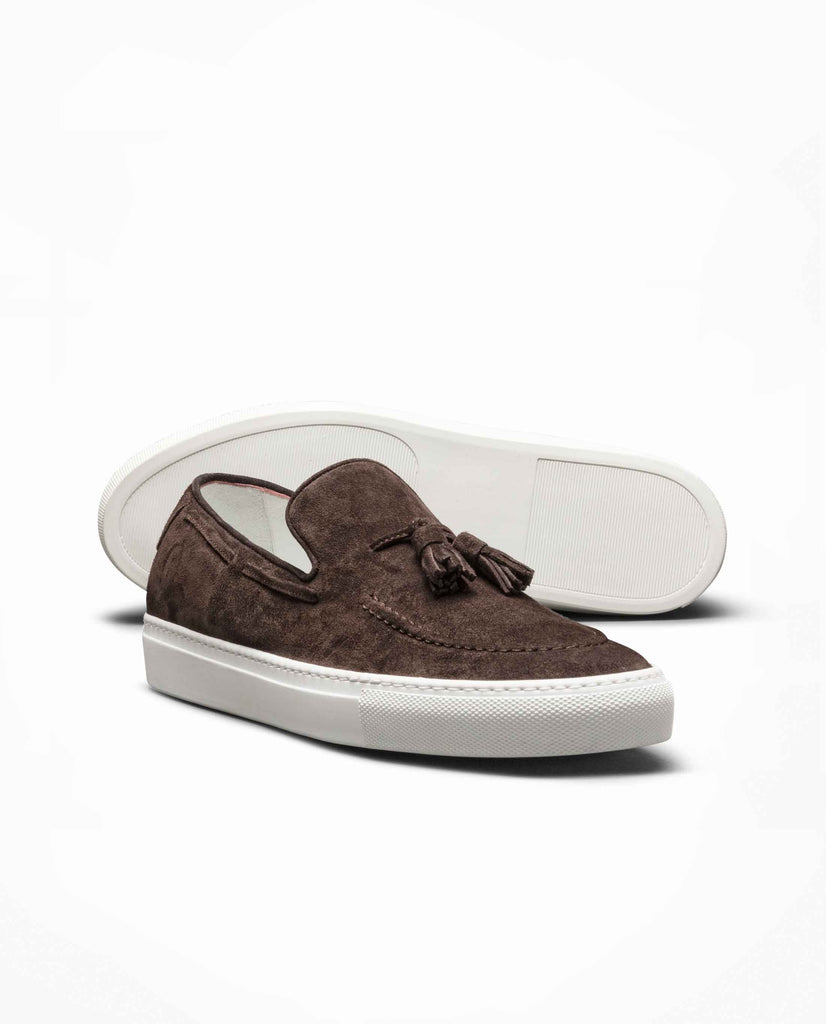 Dark Brown Suede Tassel Sneakers