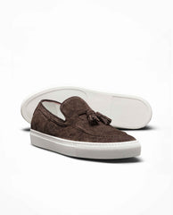 Dark Brown Suede Tassel Sneakers