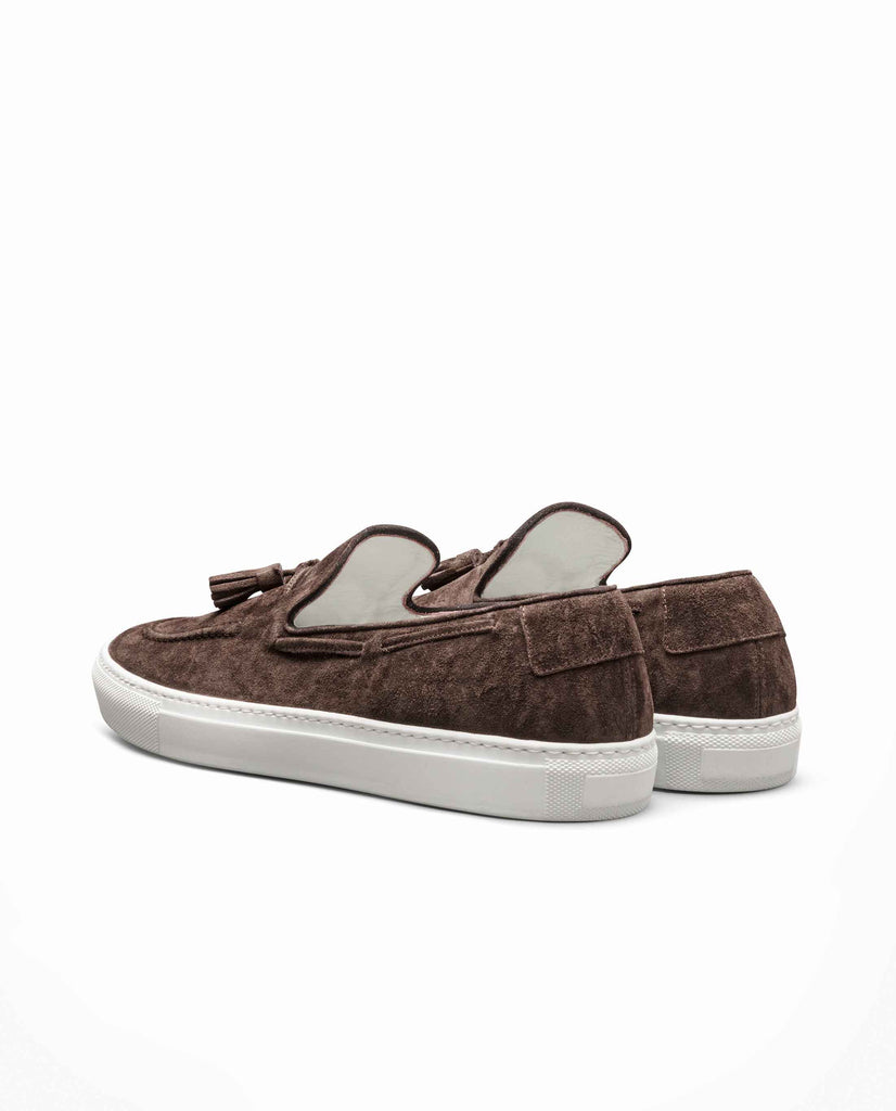 Dark Brown Suede Tassel Sneakers