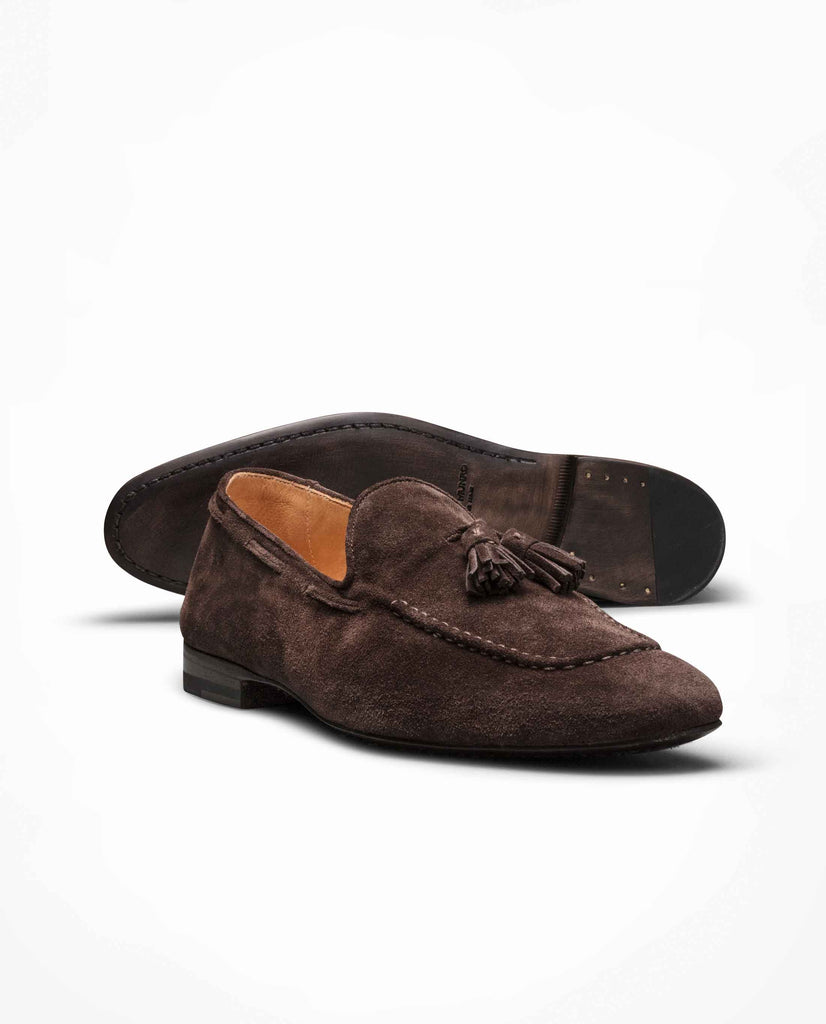 Dark Brown Summer Suede Bologna Flex Tassel Loafers