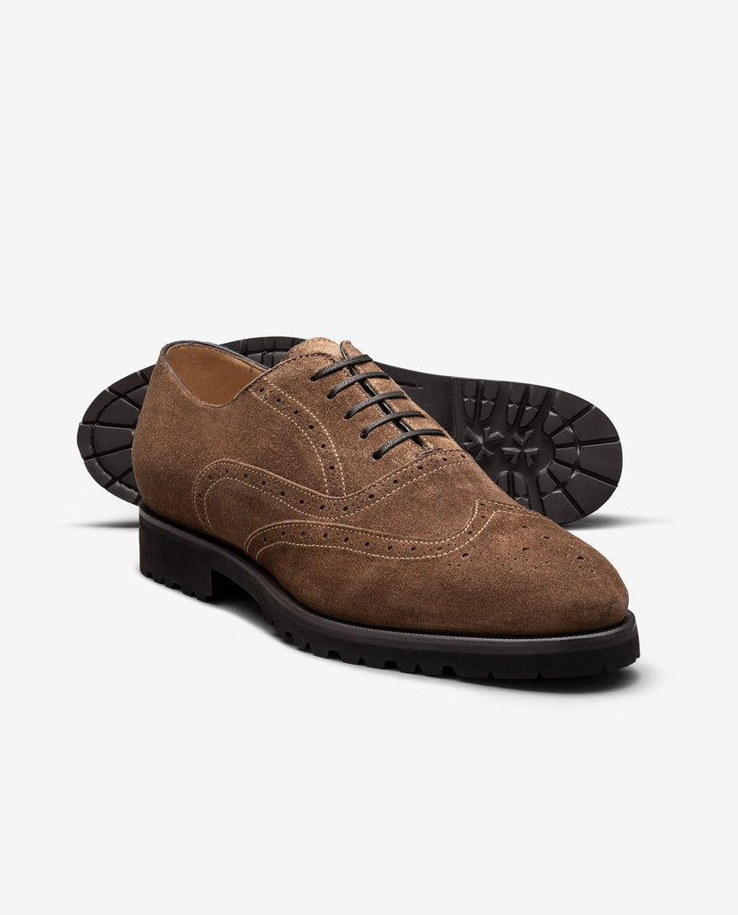 Chocolate Brown Summer Suede Lightweight Blake Vibram Brogue Oxfords
