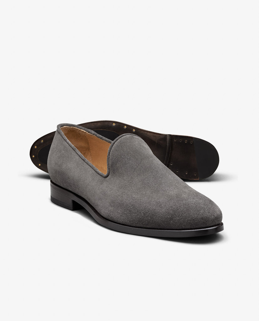 Mid Grey Summer Suede Blake Plain Toe Loafers