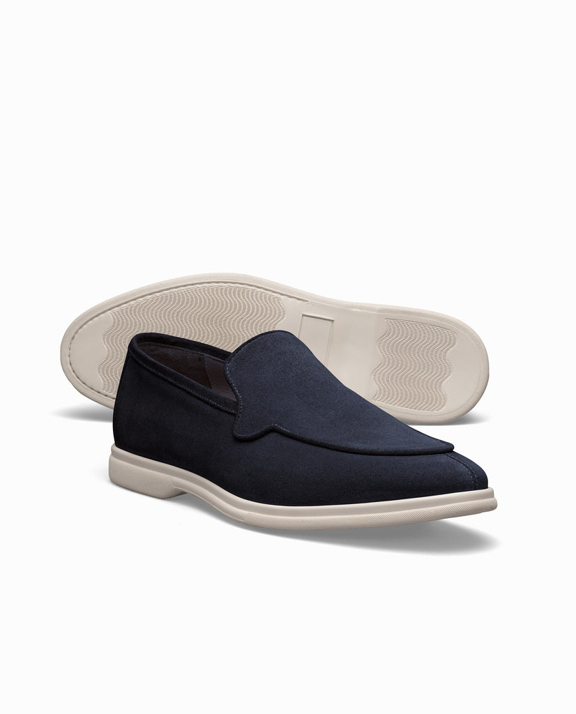 Midnight Blue Suede Mid Top Laced City Loafers