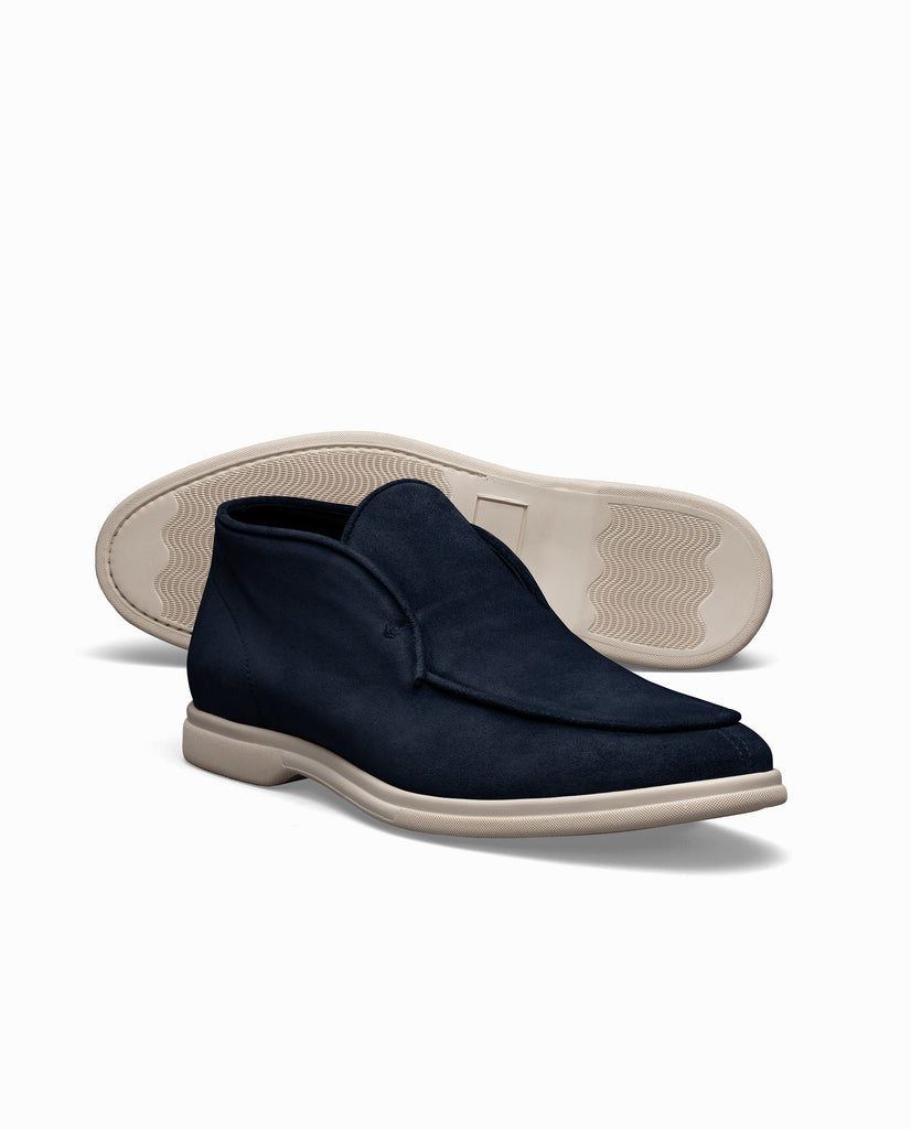 Midnight Blue Suede Mid Top Laced City Loafers