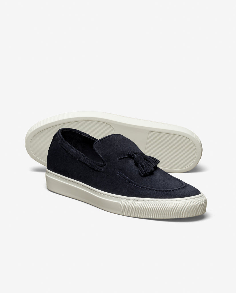 Midnight Blue Suede Tassel Sneakers