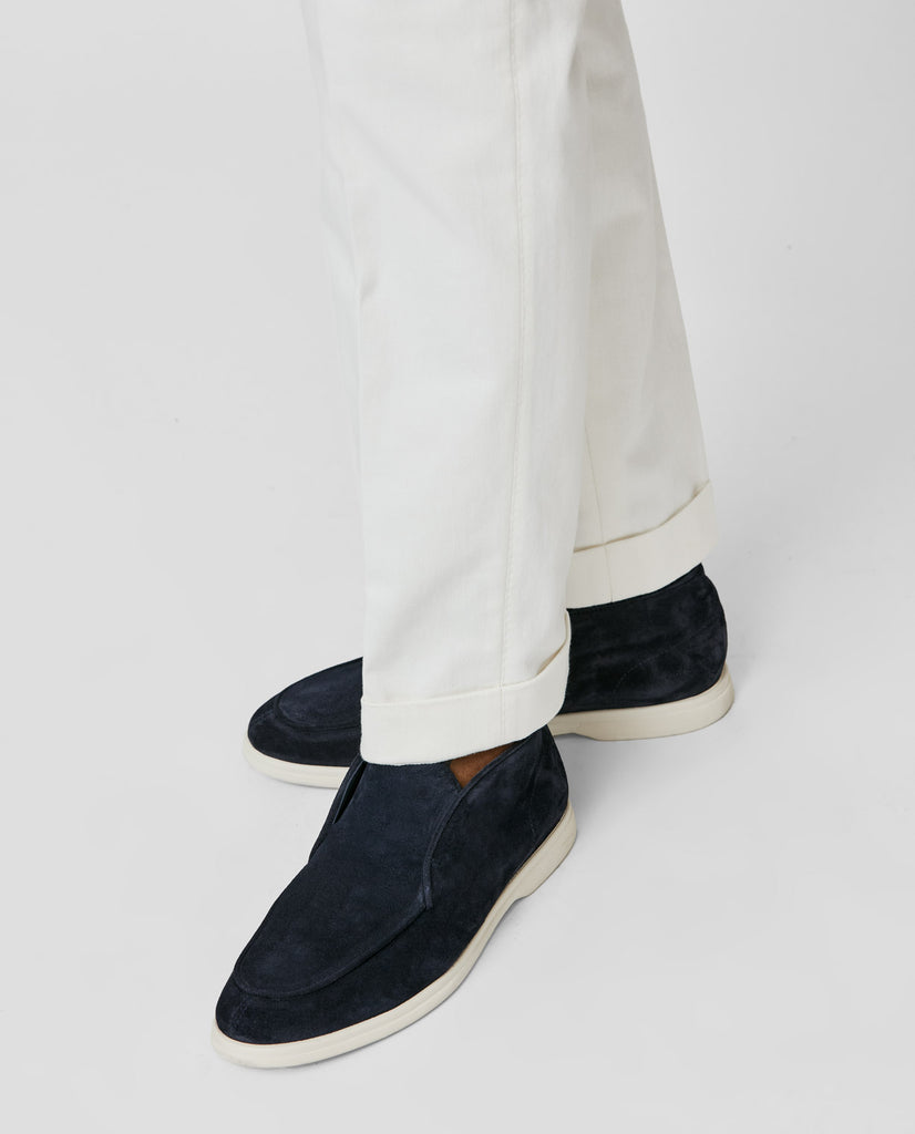 Midnight Blue Suede Mid Top Laced City Loafers
