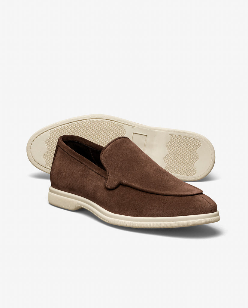 Dark Brown Perforated Summer Suede Low Top City Loafers
