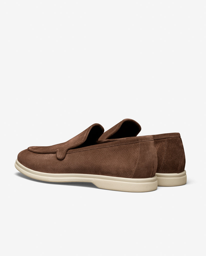 Dark Brown Perforated Summer Suede Low Top City Loafers