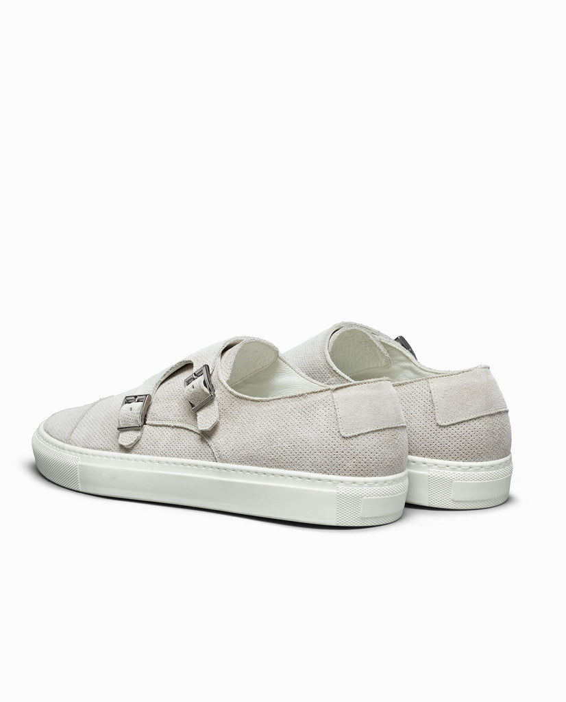 Light Grey Perforated Summer Suede Double-Monk Sneakers