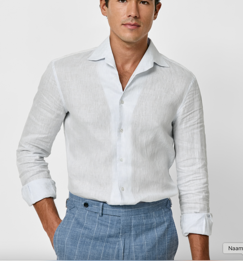 Albini Ice Blue Pure Linen Batiste