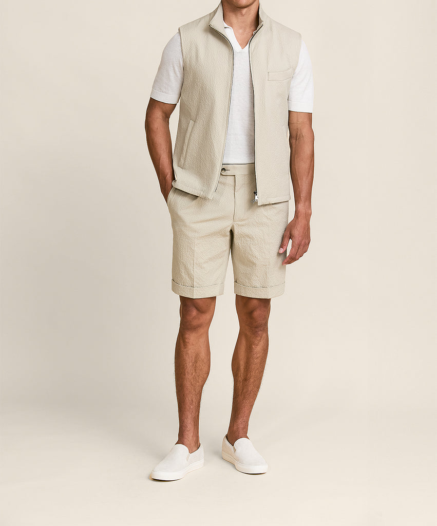 Subalpino Sand Stretch Cotton Seersucker Bermuda Shorts