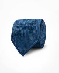 Mid Blue Pure Silk Grenadine Tie