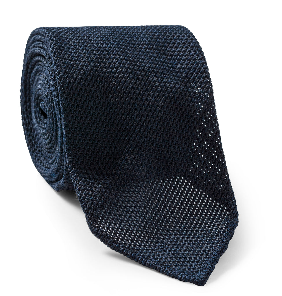 Midnight Blue Pure Silk Grenadine Tie