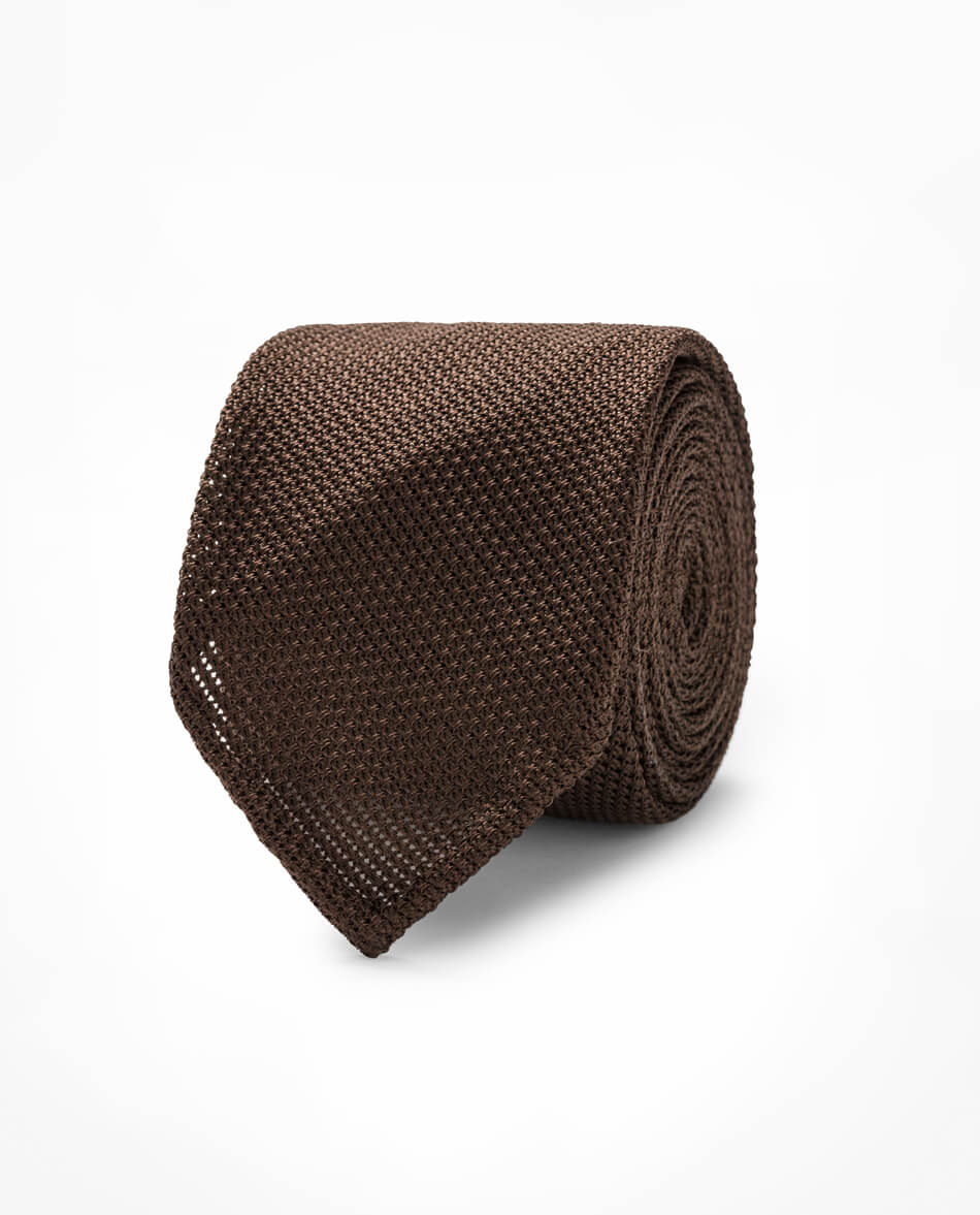 Dark Brown Pure Silk Grenadine Tie
