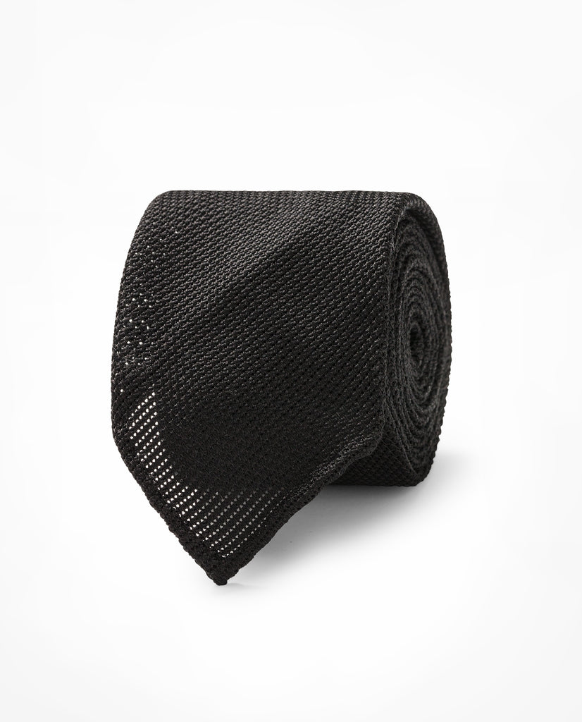 Black Pure Silk Grenadine Tie