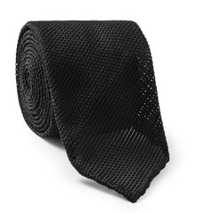 Black Pure Silk Grenadine Tie
