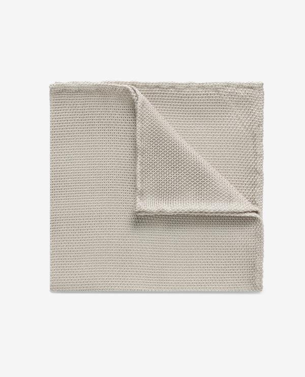 Pocket Square Beige Pure Silk Grenadine