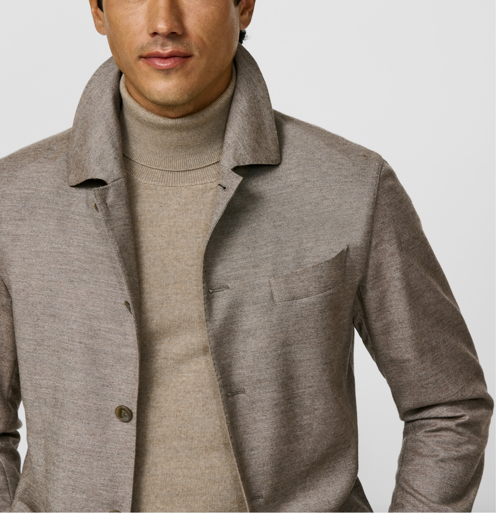 Carlo Barbera Taupe Wool, Lyocell & Cashmere Soft Stretch Twill