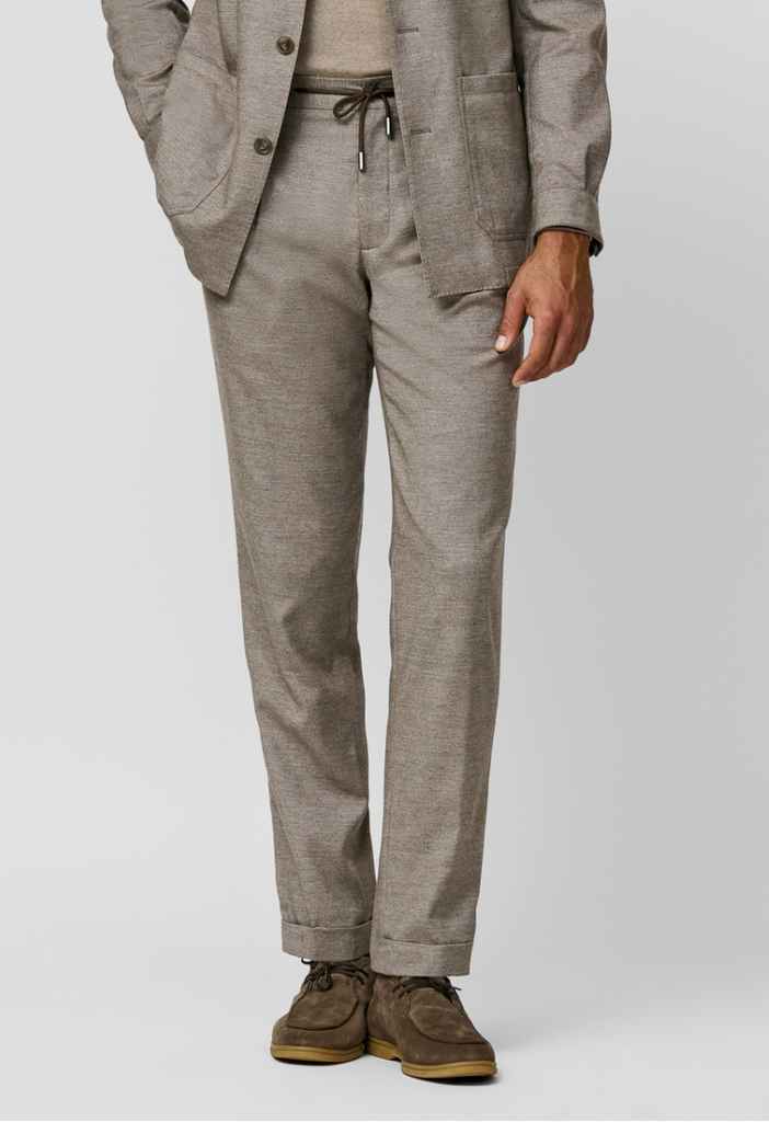 Carlo Barbera Trousers Carlo Barbera Wool, Lyocell & Cashmere Stretch Taupe Twill