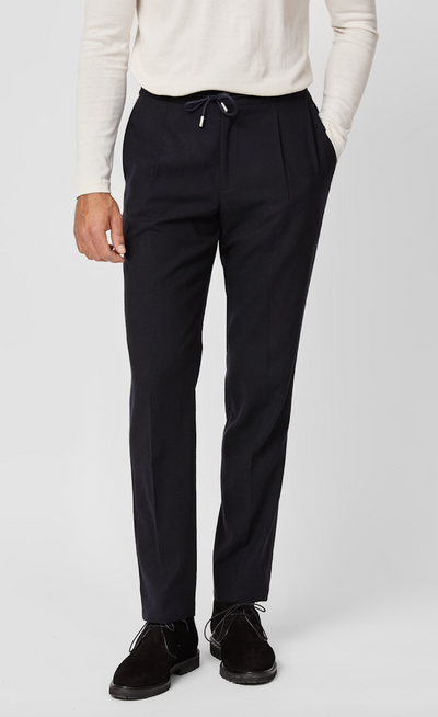 Carlo Barbera Trousers Midnight Blue Carlo Barbera Wool, Lyocell & Cashmere Stretch Twill