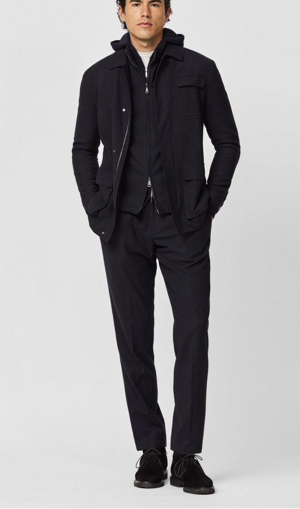 Carlo Barbera Black Wool, Lyocell & Cashmere Soft Stretch Twill
