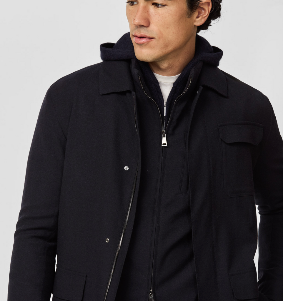 Carlo Barbera Black Wool, Lyocell & Cashmere Soft Stretch Twill